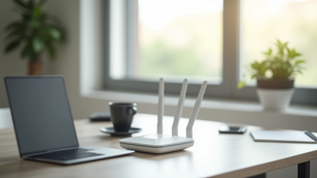 Espaço de trabalho moderno com configuração de rede Wi-Fi